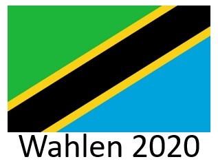 tansanische Flagge mit der Bildunterschrift "Wahlen 2020"